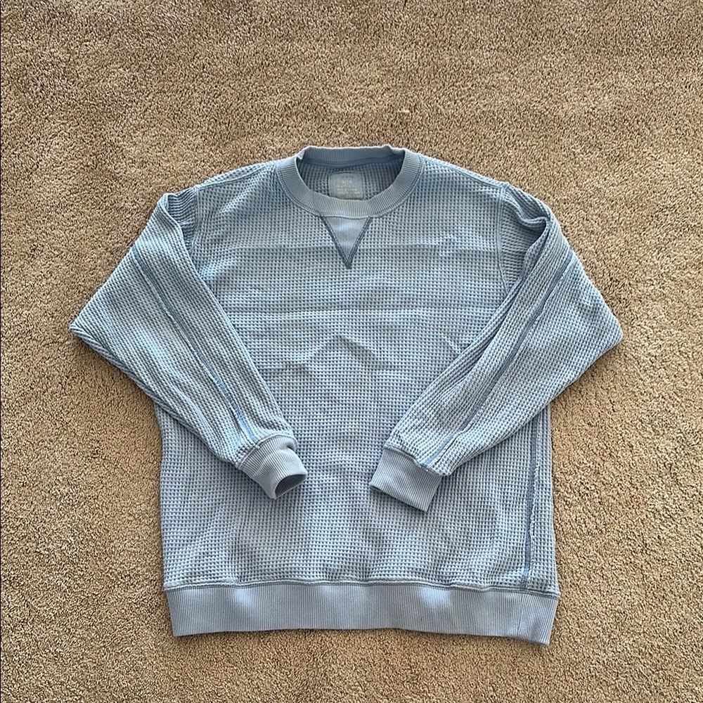 Aerie Blue Crewneck Sweatshirt with V-Stitch